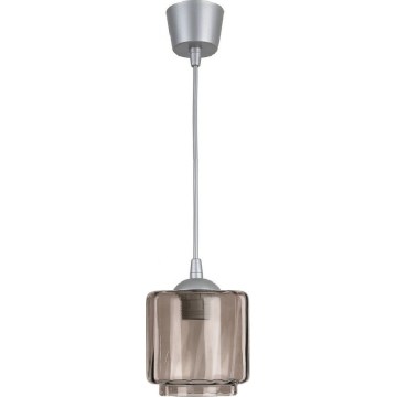 Brilagi - Lustră LED pe cablu RETRO GLASS 1xE27/60W/230V Ø 15 cm argintiu/bej fumuriu