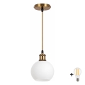 BRILAGI - Lustră LED pe cablu RETRO GLASS 1xE27/60W/230V Ø 15 cm auriu/alb