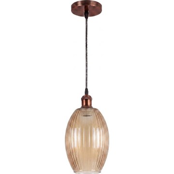 Brilagi - Lustră LED pe cablu RETRO GLASS 1xE27/60W/230V Ø 17 cm alb/bej-fumuriu