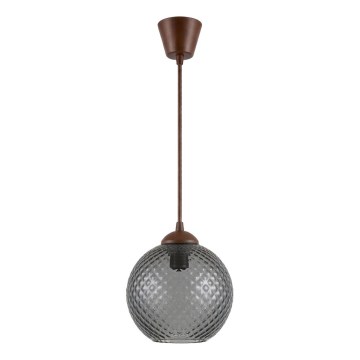 Brilagi - Lustră LED pe cablu RETRO GLASS 1xE27/60W/230V Ø 18 cm, maro/gri fumuriu