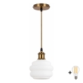 BRILAGI - Lustra LED pe cablu RETRO GLASS 1xE27/60W/230V Ø 20 cm auriu/alb