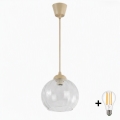 Brilagi - Lustră LED pe cablu RETRO GLASS 1xE27/60W/230V Ø 25 cm bej/transparent