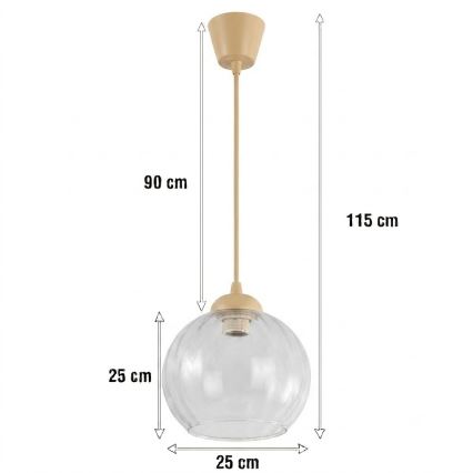 Brilagi - Lustră LED pe cablu RETRO GLASS 1xE27/60W/230V Ø 25 cm bej/transparent