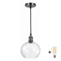 BRILAGI - Lustră LED pe cablu RETRO GLASS 1xE27/60W/230V Ø 25 cm negru/transparent