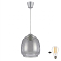 Brilagi - Lustra LED pe cablu RETRO GLASS 1xE27/60W/230V Ø 26 cm argintiu/gri fumuriu