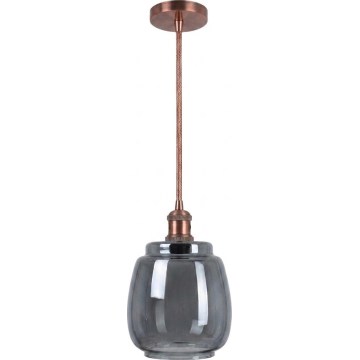 Brilagi - lustră LED pe cablu RETRO GLASS 1xE27/60W/230V Ø 26 cm cupru/gri fumuriu
