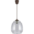 Brilagi - Lustră LED pe cablu RETRO GLASS 1xE27/60W/230V Ø 26 cm maro/gri fumuriu