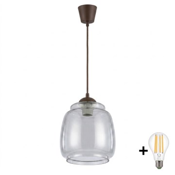 Brilagi - Lustră LED pe cablu RETRO GLASS 1xE27/60W/230V Ø 26 cm maro/gri fumuriu