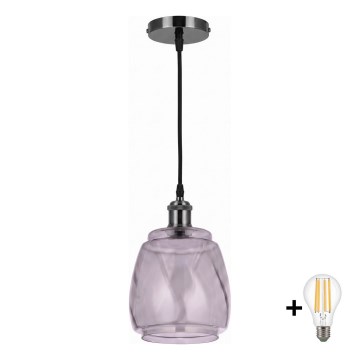 BRILAGI - Lustră LED pe cablu RETRO GLASS 1xE27/60W/230V Ø 26 cm negru/gri fumuriu