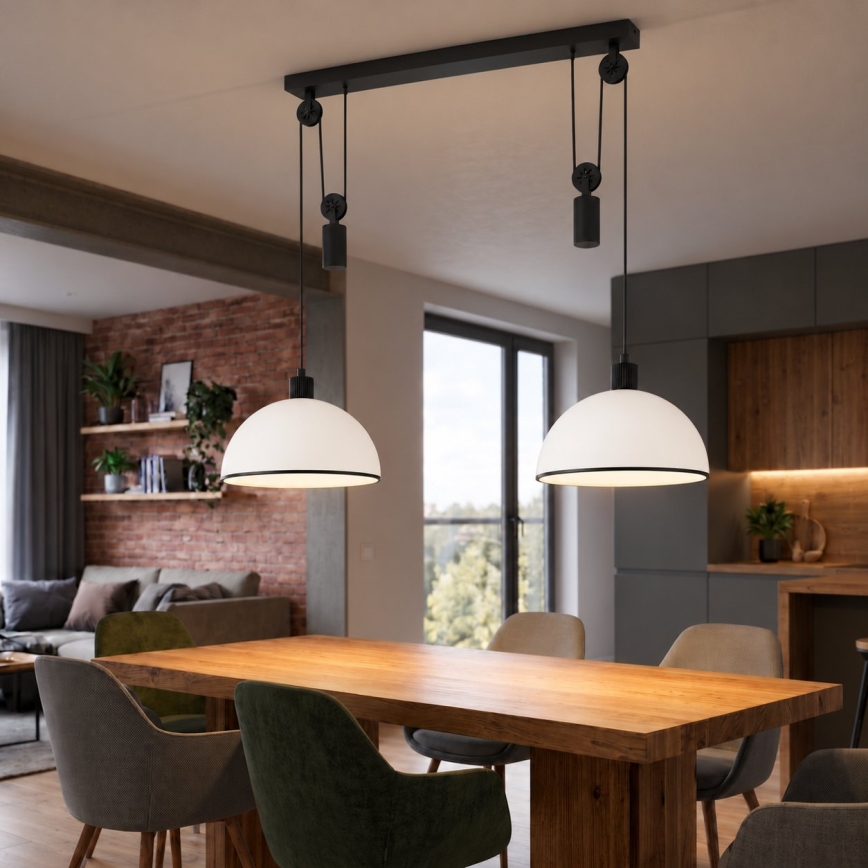 BRILAGI - Lustră LED pe cablu RETRO GLASS 2xE27/40W/230V negru/alb