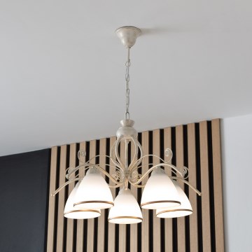 Brilagi - Lustră LED pe lanț ANTICO 5xE27/60W/230V 3000K patină albă