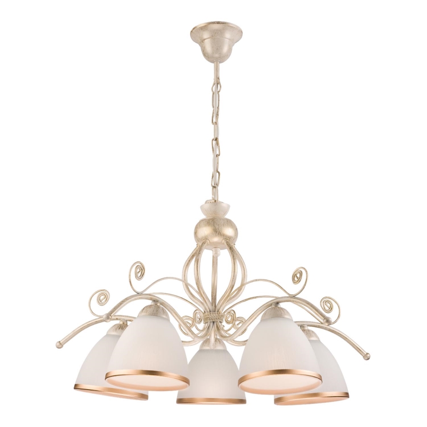 Brilagi - Lustră LED pe lanț ANTICO 5xE27/60W/230V 3000K patină albă