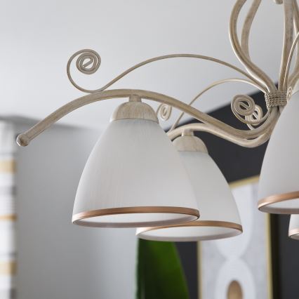 Brilagi - Lustră LED pe lanț ANTICO 5xE27/60W/230V 3000K patină albă