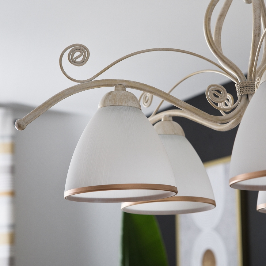 Brilagi - Lustră LED pe lanț ANTICO 5xE27/60W/230V 3000K patină albă