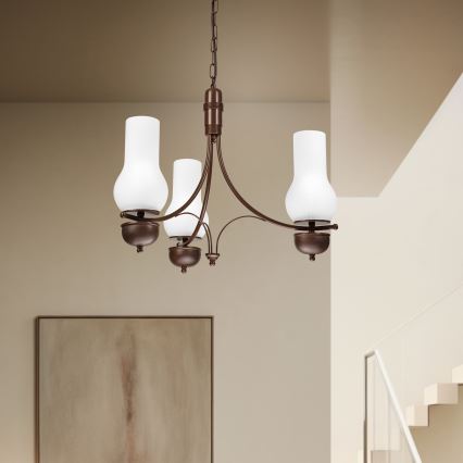 Brilagi - Lustră LED pe lanț COTTAGE 3xE14/40W/230V fag/maro/alb