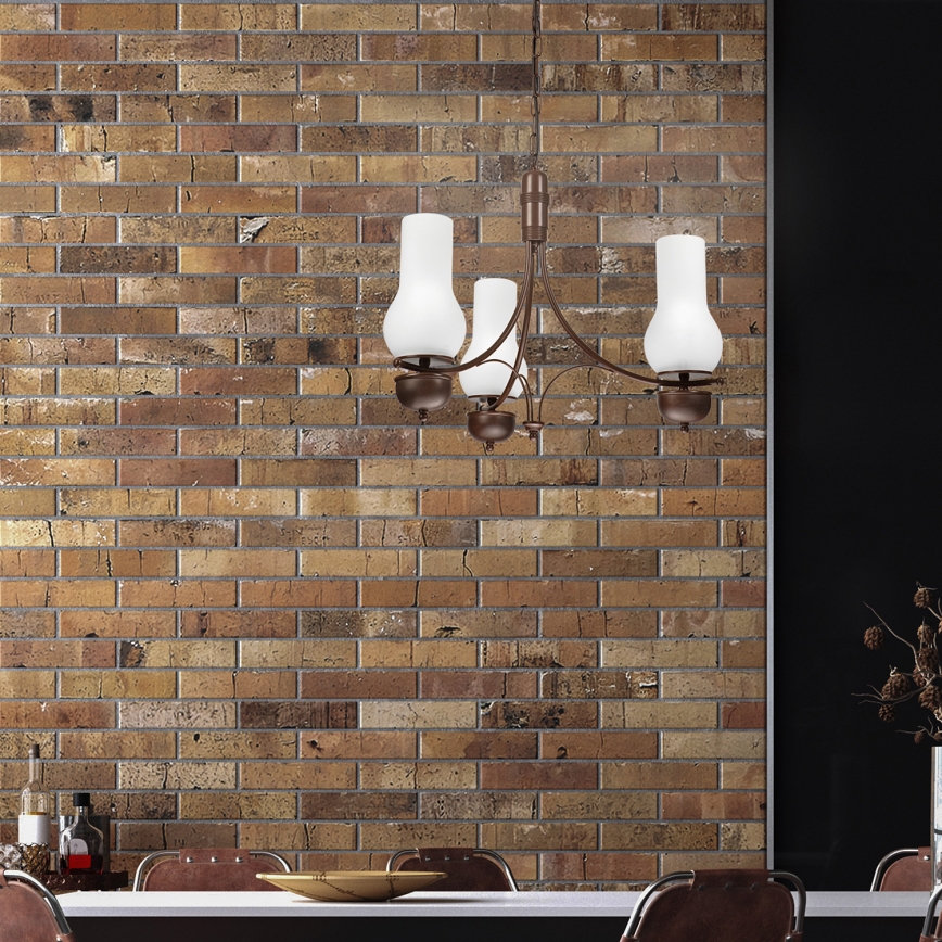 Brilagi - Lustră LED pe lanț COTTAGE 3xE14/40W/230V fag/maro/alb