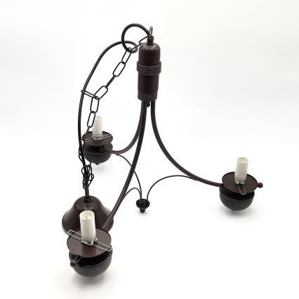 Brilagi - Lustră LED pe lanț COTTAGE 3xE14/40W/230V fag/maro/alb