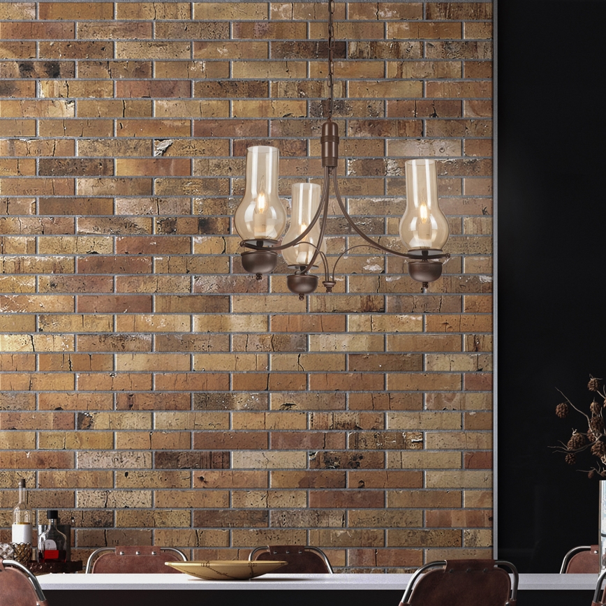 Brilagi - Lustră LED pe lanț COTTAGE 3xE14/40W/230V fag/maro/bej fumuriu
