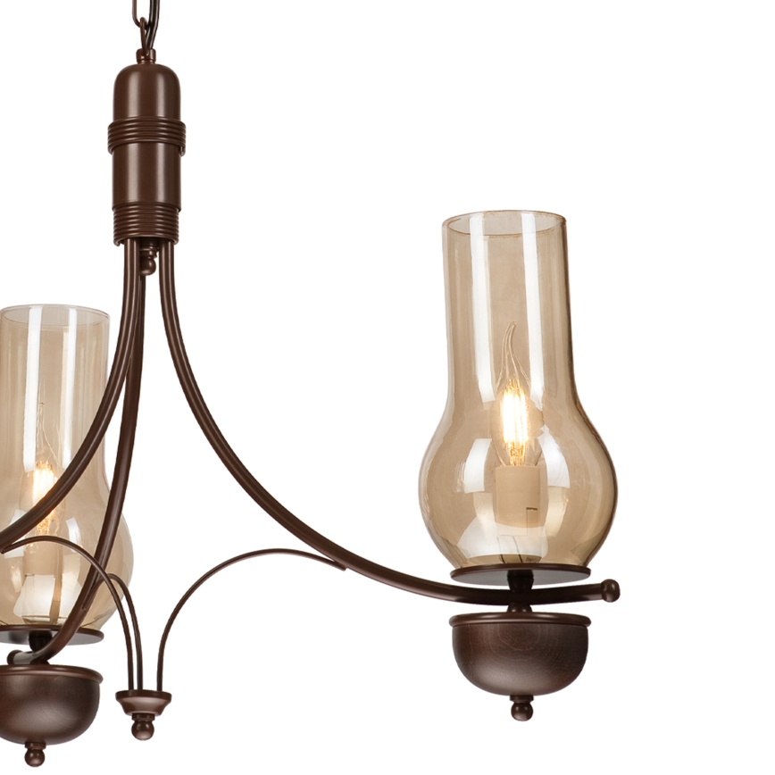 Brilagi - Lustră LED pe lanț COTTAGE 3xE14/40W/230V fag/maro/bej fumuriu