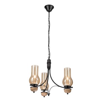 Brilagi - Lustră LED pe lanț COTTAGE 3xE14/40W/230V stejar/negru/bej fumuriu