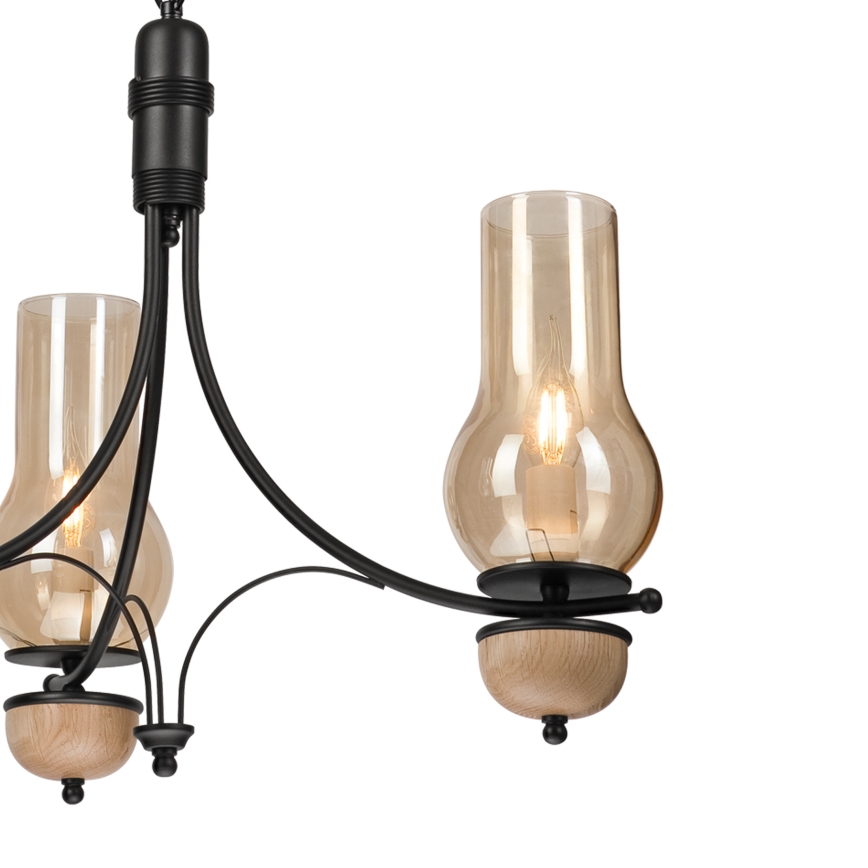 Brilagi - Lustră LED pe lanț COTTAGE 3xE14/40W/230V stejar/negru/bej fumuriu