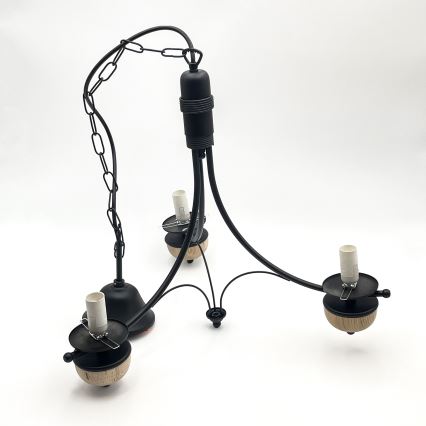 Brilagi - Lustră LED pe lanț COTTAGE 3xE14/40W/230V stejar/negru/bej fumuriu
