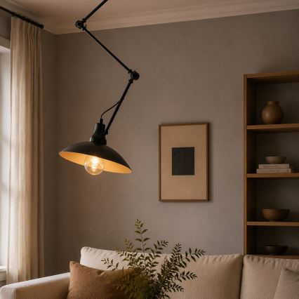 Brilagi - Lustră LED pe tijă IRONBEAM 1xE27/60W/230V neagră