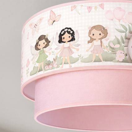 Brilagi - Lustră LED pentru copii BOBO 1xE27/10W/230V Ø 40 cm, roz cu zâne