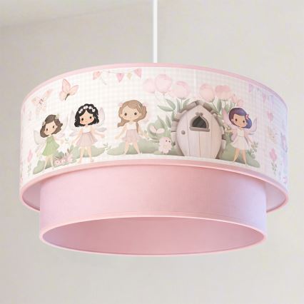 Brilagi - Lustră LED pentru copii BOBO 1xE27/60W/230V Ø 40 cm, roz cu zâne
