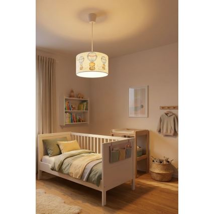 Brilagi - Lustră LED pentru copii BOBO, cu cablu, 1xE27/10W/230V, Ø 35 cm, alb/cu animale