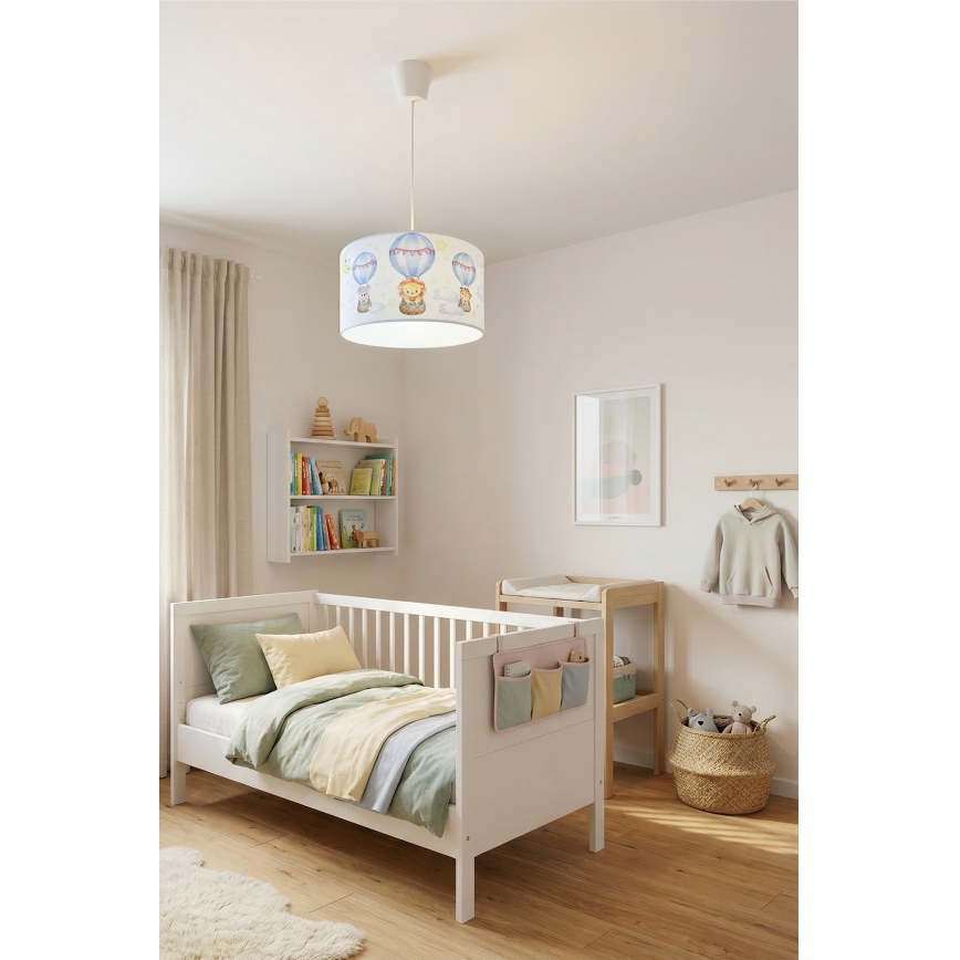 Brilagi - Lustră LED pentru copii BOBO, cu cablu, 1xE27/10W/230V, Ø 35 cm, alb/cu animale