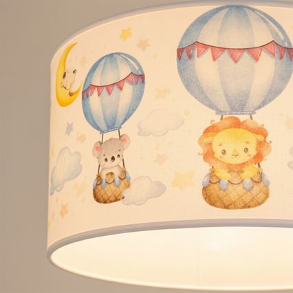 Brilagi - Lustră LED pentru copii BOBO, cu cablu, 1xE27/10W/230V, Ø 35 cm, alb/cu animale
