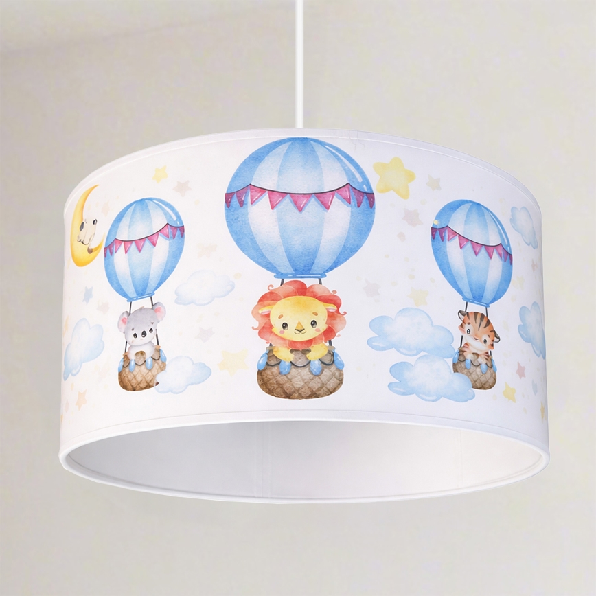 Brilagi - Lustră LED pentru copii BOBO, cu cablu, 1xE27/10W/230V, Ø 35 cm, alb/cu animale