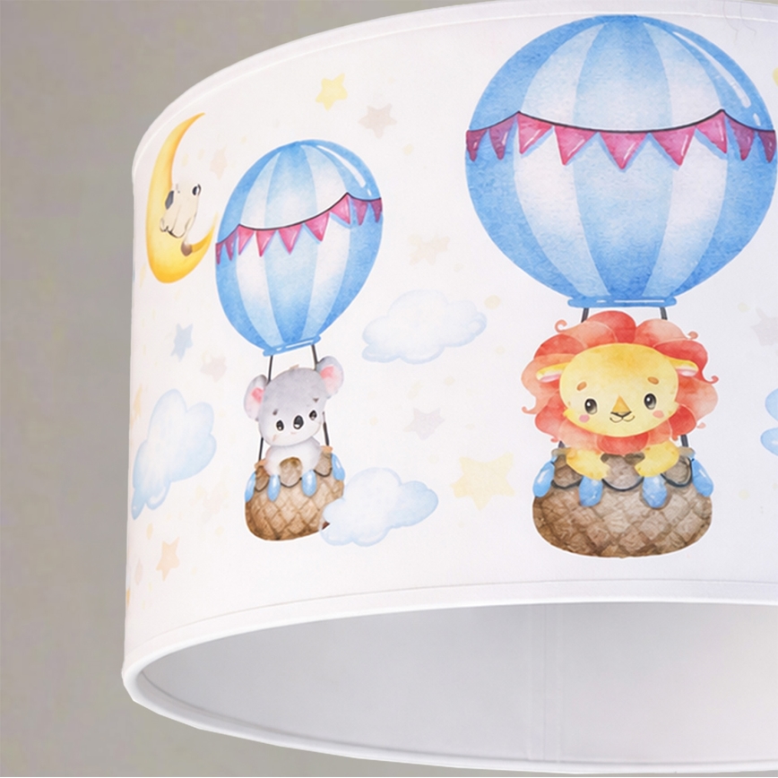 Brilagi - Lustră LED pentru copii BOBO, cu cablu, 1xE27/10W/230V, Ø 35 cm, alb/cu animale