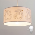 Brilagi - Lustra LED pentru copii BOBO cu cablu 1xE27/60W/230V, diam. 35 cm, alb/unicorni