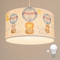 Brilagi - Lustră LED pentru copii BOBO, cu cablu, 1xE27/60W/230V, Ø 35 cm, alb/cu animale