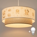 BRILAGI - Lustră LED pentru copii BOBO, cu cablu, 1xE27/60W/230V, Ø 40 cm, alb/bej/ursuleți