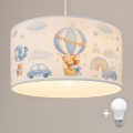 Brilagi - Lustră LED pentru copii BOBO pe cablu 1xE27/10W/230V Ø 35 cm albastru/ursuleți