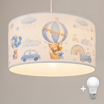 Brilagi - Lustră LED pentru copii BOBO pe cablu 1xE27/60W/230V Ø 35 cm albastru/ursuleți