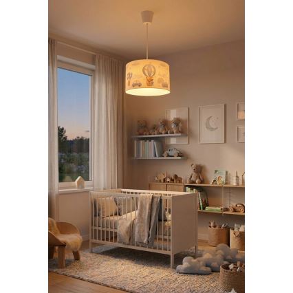Brilagi - Lustră LED pentru copii BOBO pe cablu 1xE27/60W/230V Ø 35 cm albastru/ursuleți