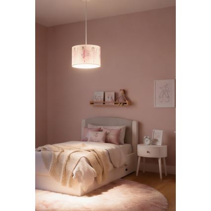 Brilagi - Lustră LED pentru copii BOBO, suspendată cu cablu, 1xE27/10W/230V, Ø 35 cm, roz/balerine