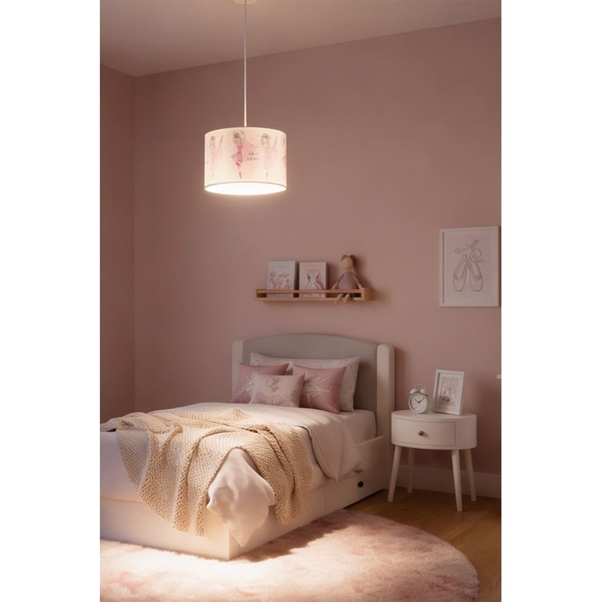 Brilagi - Lustră LED pentru copii BOBO, suspendată cu cablu, 1xE27/10W/230V, Ø 35 cm, roz/balerine