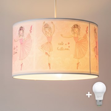 Brilagi - Lustră LED pentru copii BOBO, suspendată cu cablu, 1xE27/60W/230V, Ø 35 cm, roz/balerine