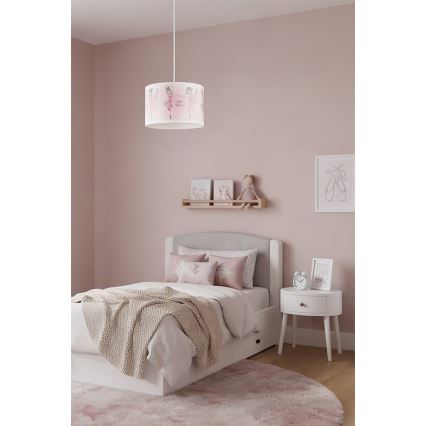 Brilagi - Lustră LED pentru copii BOBO, suspendată cu cablu, 1xE27/60W/230V, Ø 35 cm, roz/balerine