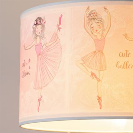 Brilagi - Lustră LED pentru copii BOBO, suspendată cu cablu, 1xE27/60W/230V, Ø 35 cm, roz/balerine