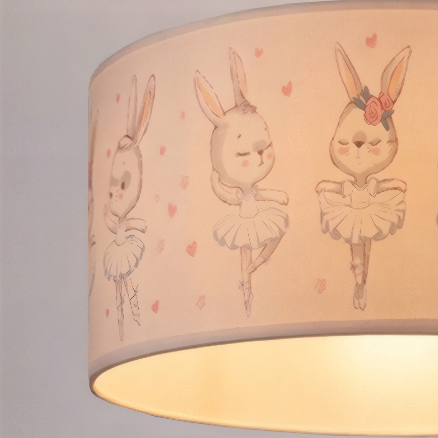 Brilagi - Lustră LED pentru copii BOBO, suspendată pe cablu, 1xE27/10W/230V, Ø35 cm, alb/iepurași