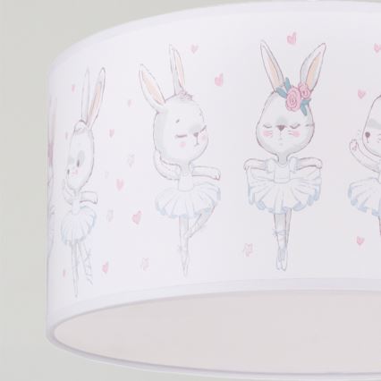 Brilagi - Lustră LED pentru copii BOBO, suspendată pe cablu, 1xE27/10W/230V, Ø35 cm, alb/iepurași