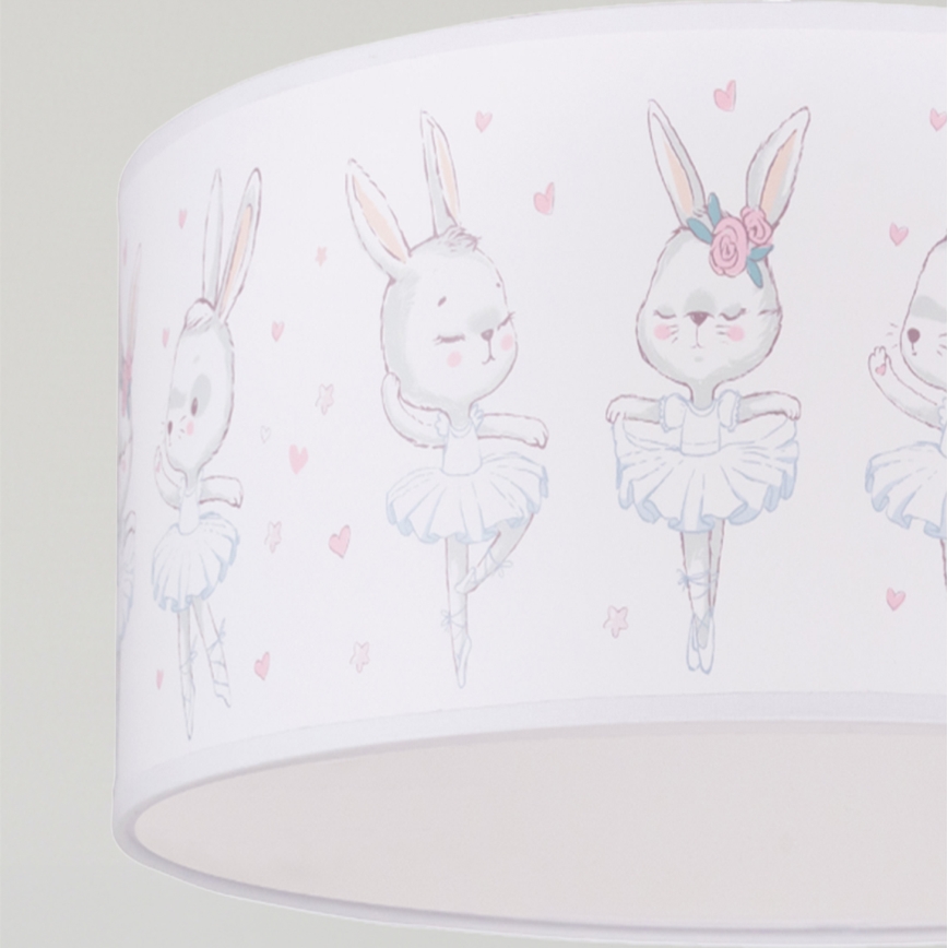 Brilagi - Lustră LED pentru copii BOBO, suspendată pe cablu, 1xE27/60W/230V, Ø35 cm, alb/iepurași
