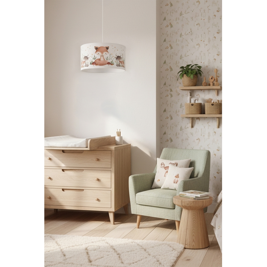 Brilagi - Lustră LED pentru copii cu cablu BOBO 1xE27/10W/230V Ø 35 cm alb/animăluțe