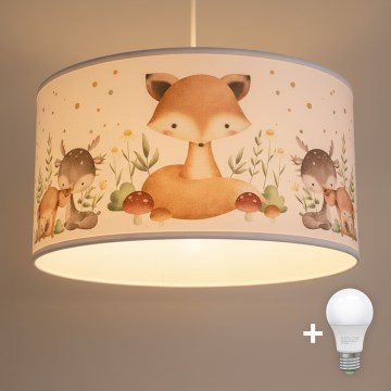 Brilagi - Lustră LED pentru copii cu cablu BOBO 1xE27/60W/230V Ø 35 cm alb/animăluțe